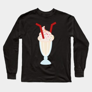 Vanilla Milkshakes with Sprinkles and Two Straws Long Sleeve T-Shirt